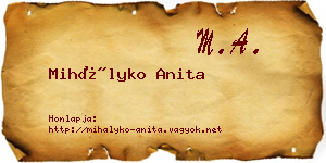 Mihályko Anita névjegykártya